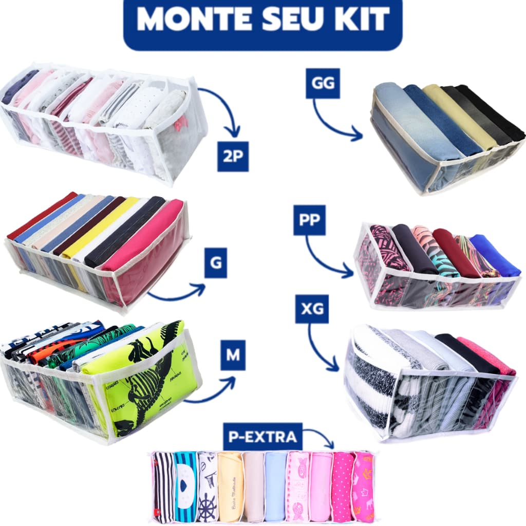 Monte Seu Kit Colmeia Organizador de Gavetas Tamanho P,M,G,GG para armários, Closet e Gaveta