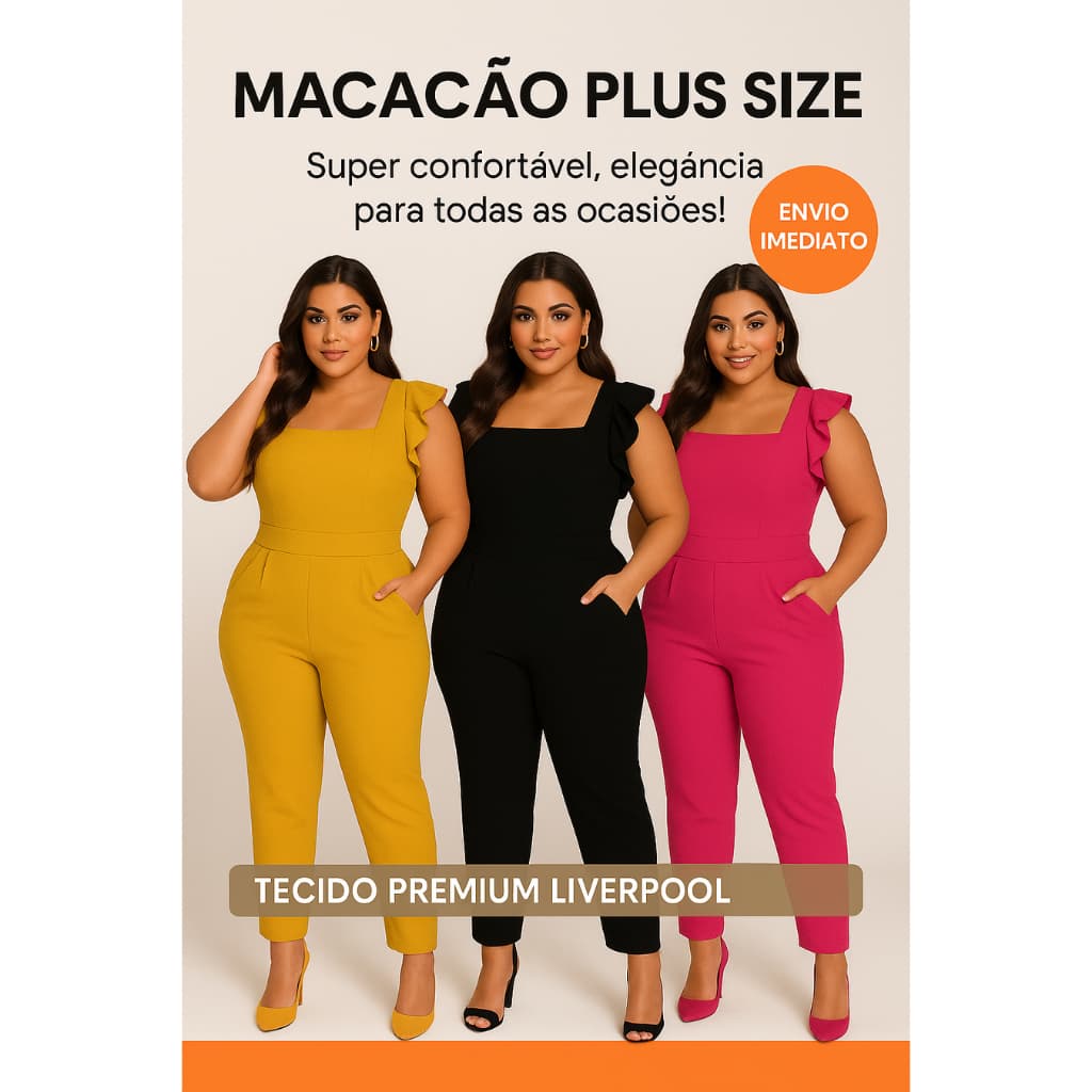 Macacão Plus Size G GG G1 G2 : Moda Balada Estilosa e Confortável para Todas as Ocasiões!