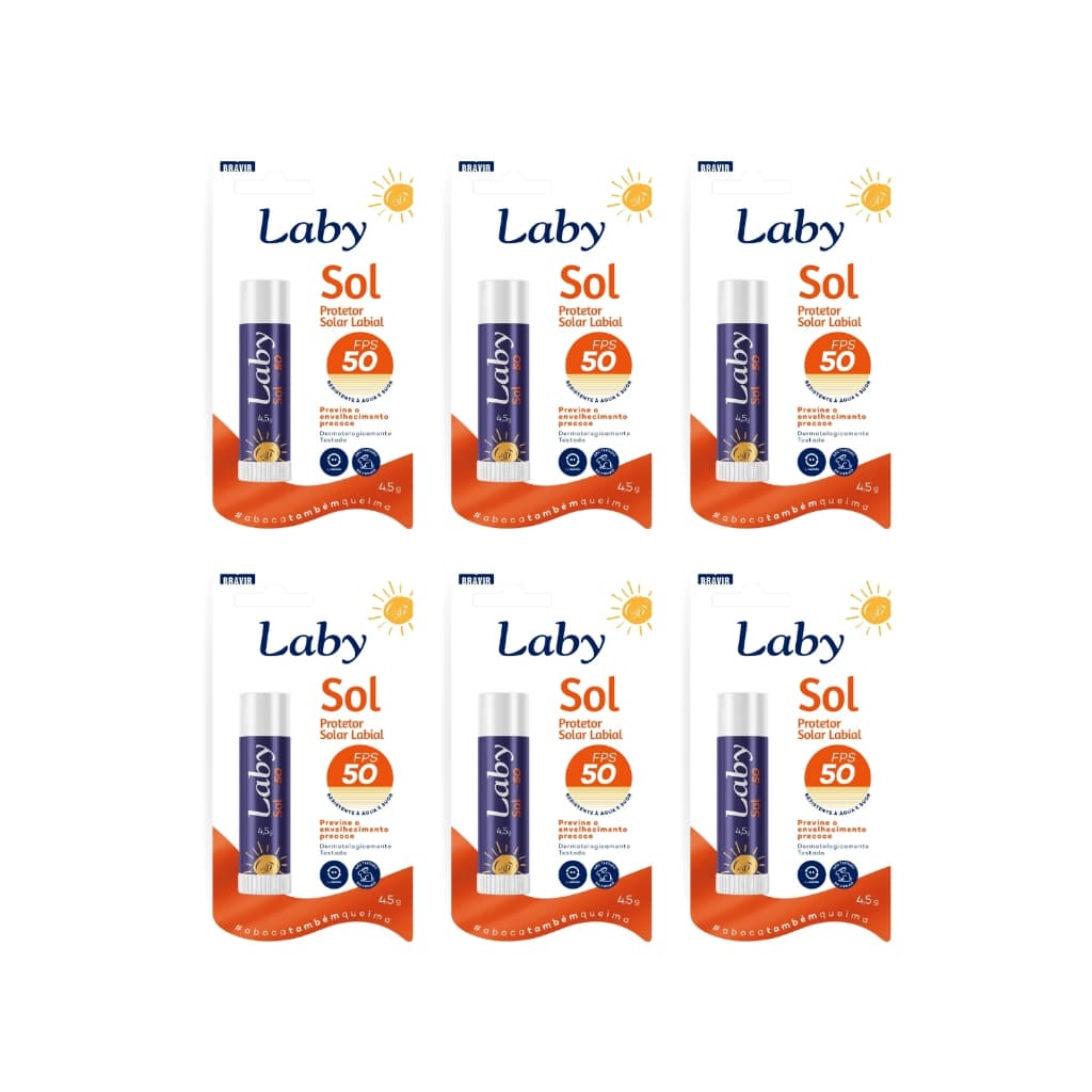 KIT com 1/3/6 un LABY Prot Solar Labial FPS50 Stick 4,5g