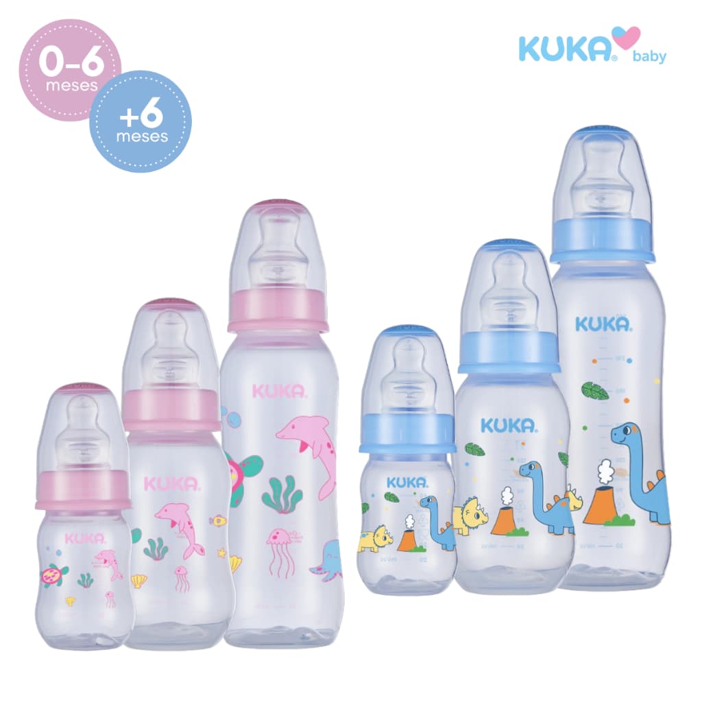 Kit 3 Mamadeiras Kuka Ortodônticas Antivazamento Natural Plus Bico Silicone  70/160/250 ml
