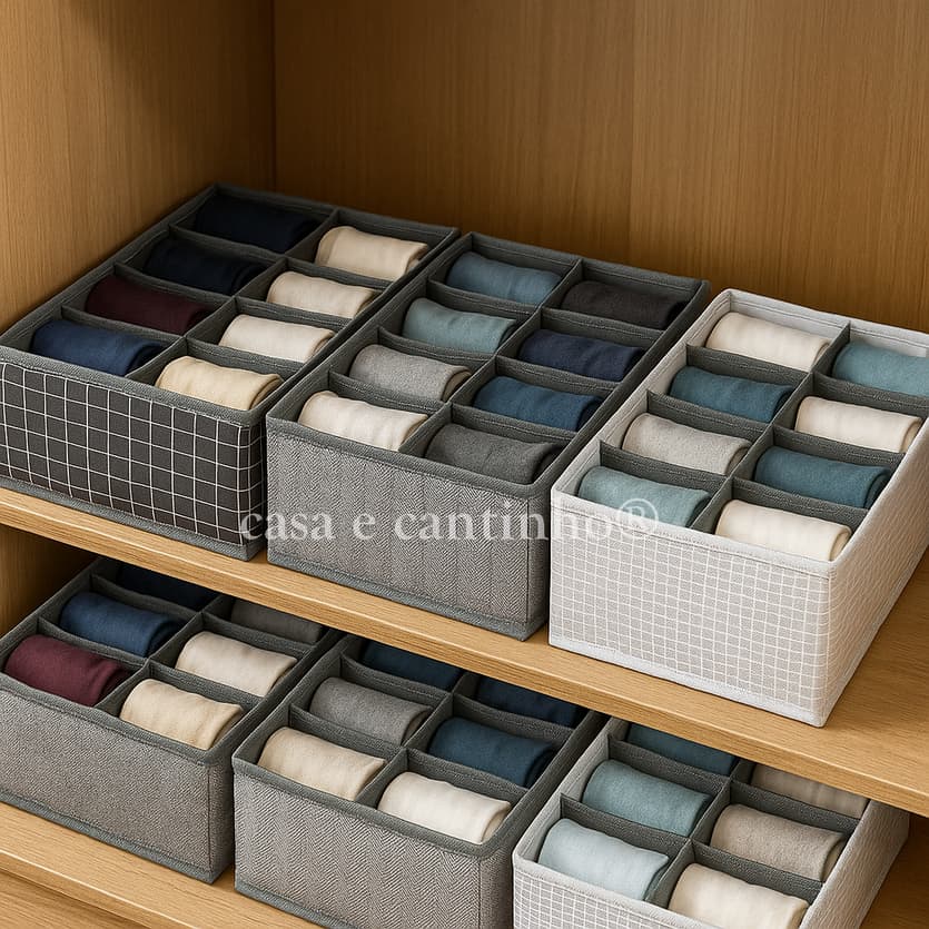 Caixa Organizadora Colmeia de Roupas Dobrável 12 Divisórias Organizador Calcinha Meia Cueca