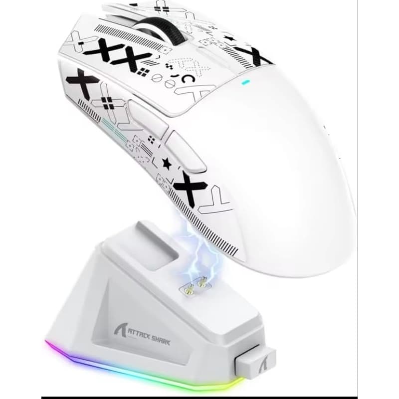 Mouse Gamer Attack Shark X11, 22000DPI RGB Tri Mode Branco.
