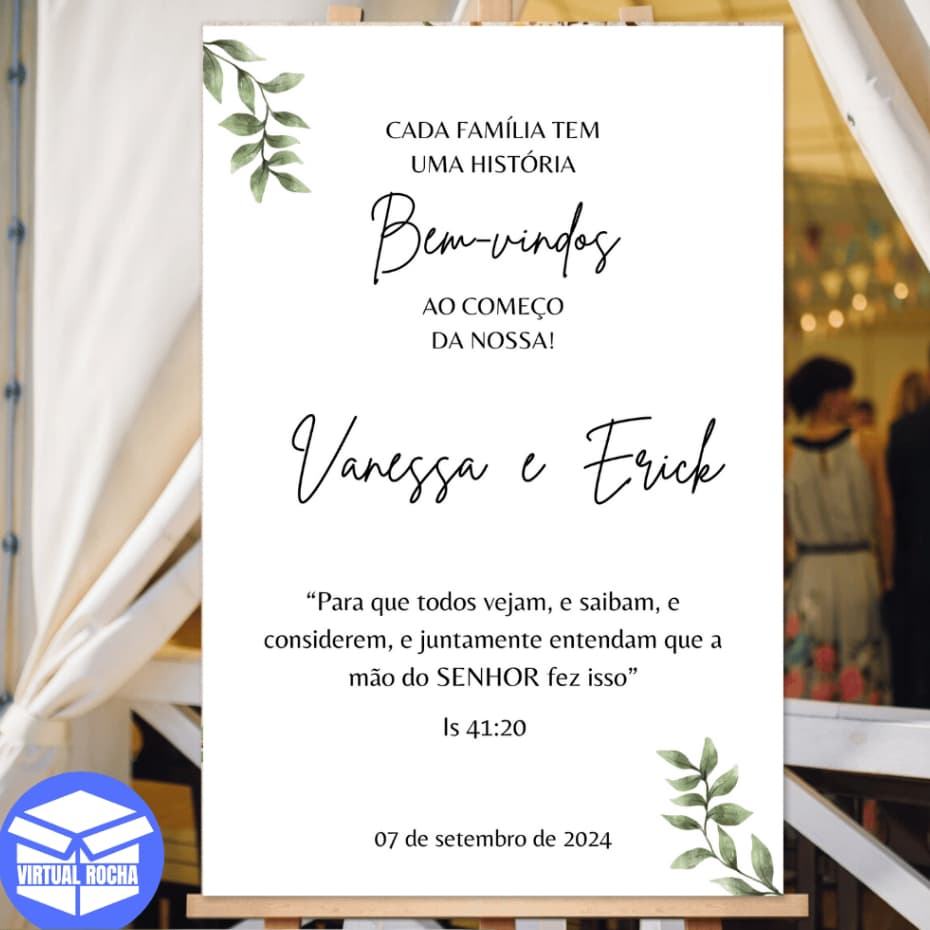 Placa Quadro Bem Vindo Ao Nosso Casamento Branco e Verde MDF Decoração