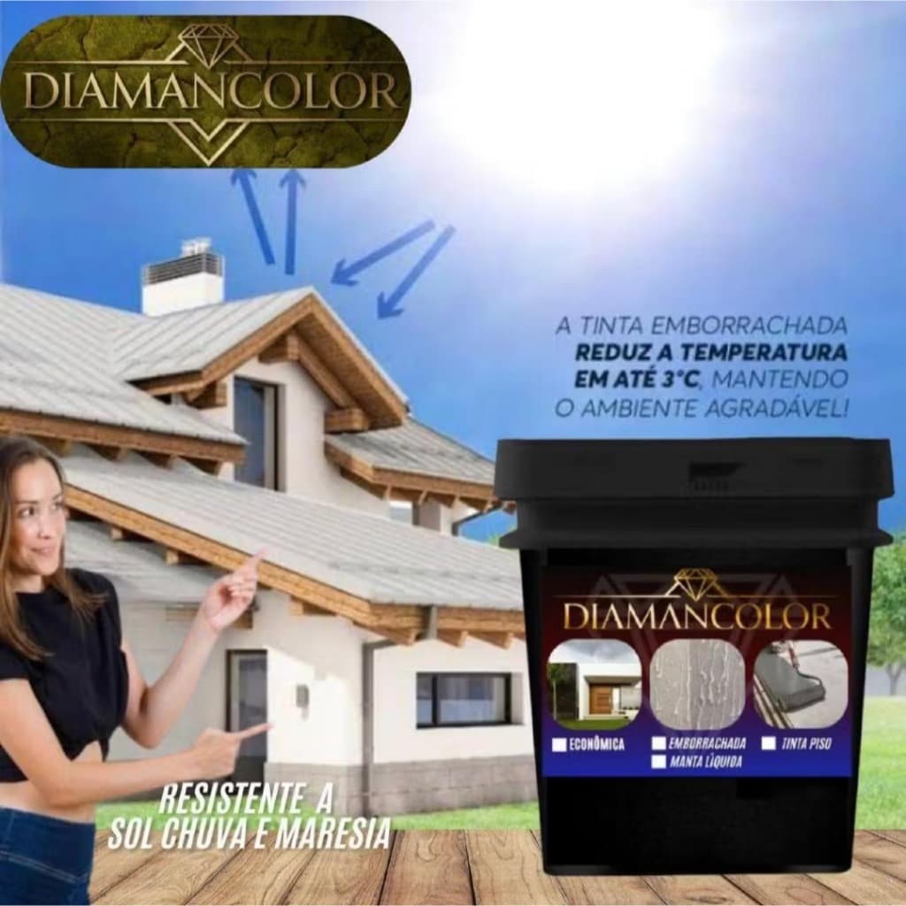 Manta Líquida 4,2L Impermeabilizante Telhados e Lajes Cores Alta Resistência Diamancolor