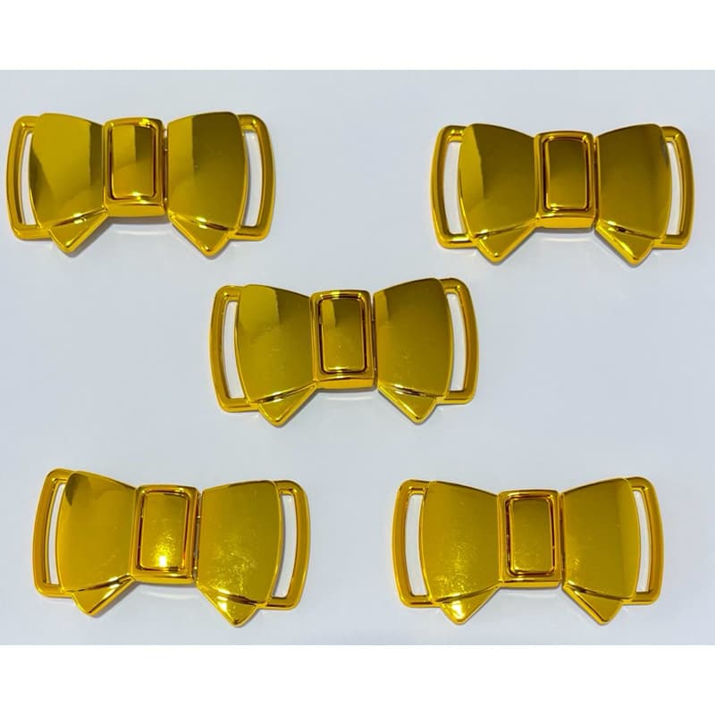 Fivela de Encaixe Laço Dourada em ABS para Cinto Elástico 35mm - Kit 25 Peças