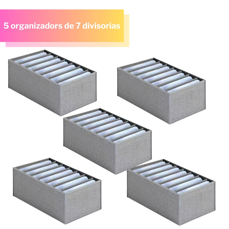 KIT 5 Organizador De Gavetas De Jeans Dobráveis/Roupas De Compartimento De Malha Economia De Espaço Em Casa ND-06