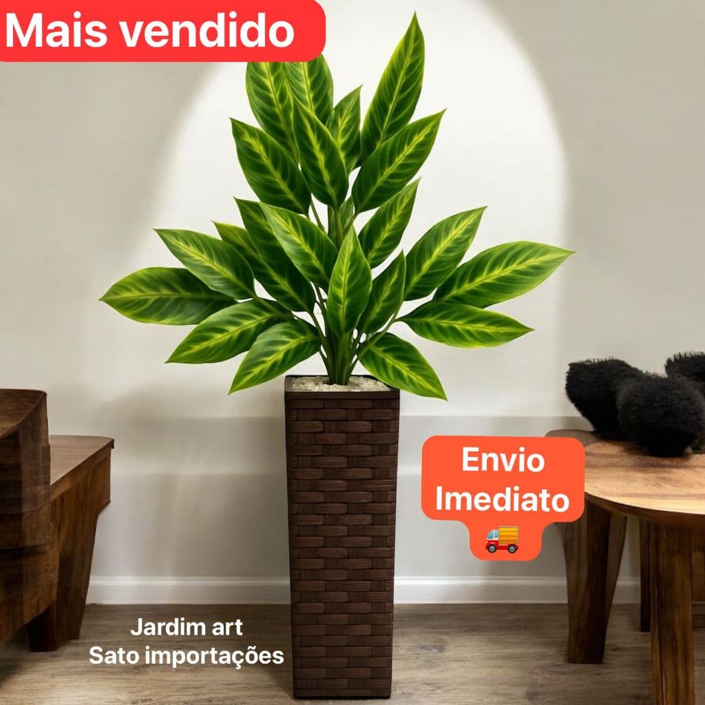 Planta Artificial Folhagem de Manga 105cm vaso decorativo para Sala e Escritório ref 3FCG