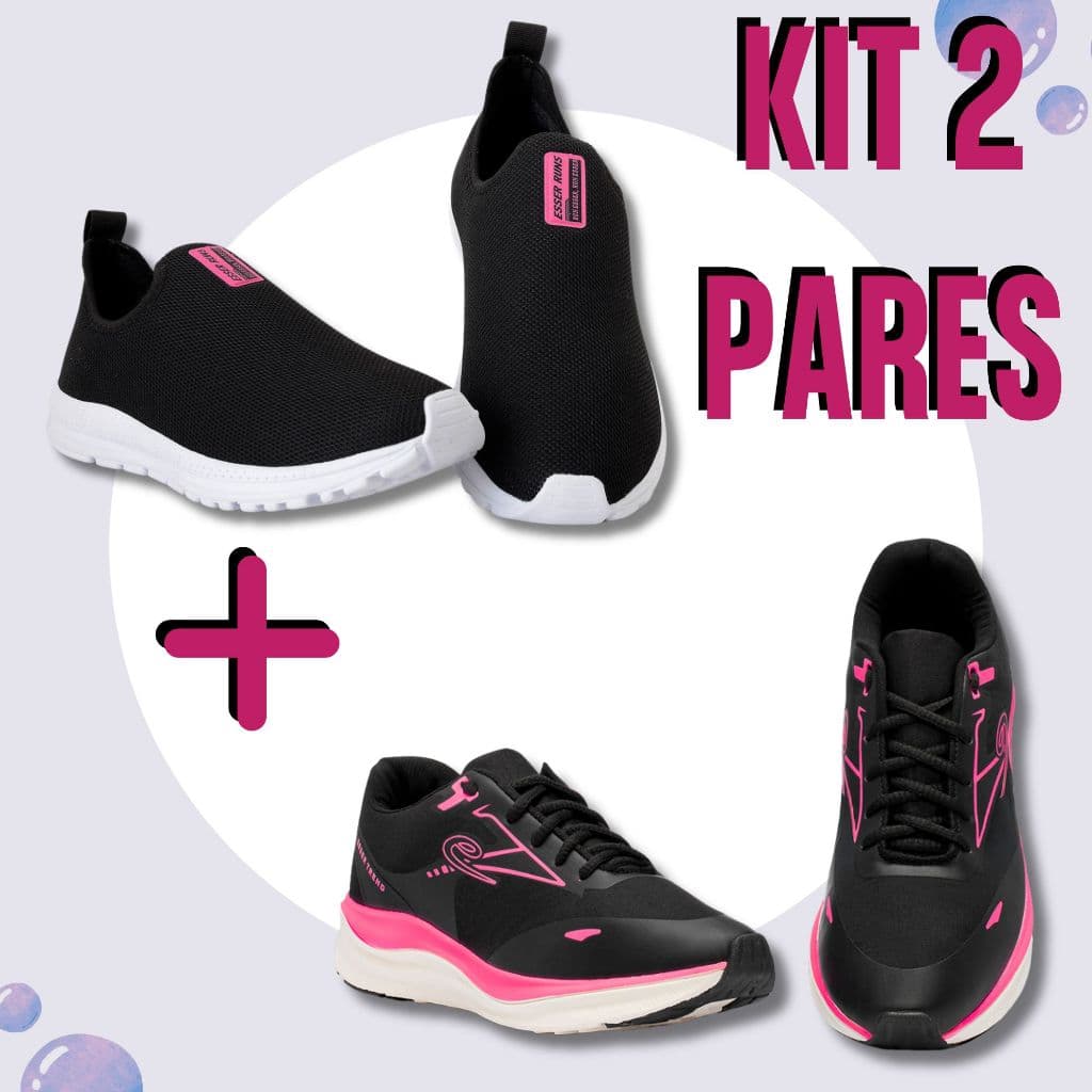 Kit 2 Tênis Feminino Esportivo Casual + Tenis  Meia Academia Passeio Caminhada Leve