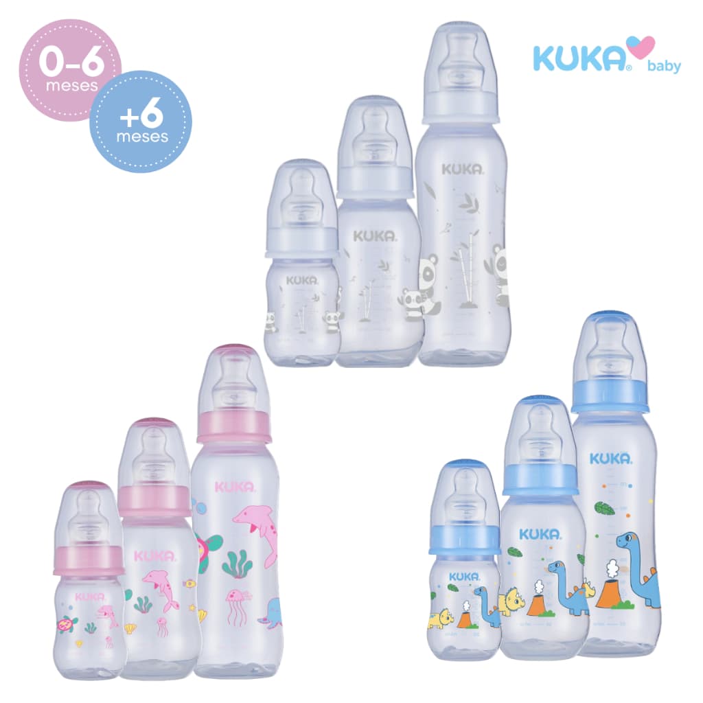 Kit 3 Mamadeiras Ortodônticas Anticolica Tampa Protetora Antivazamento Bico Silicone 70/160/250 mL