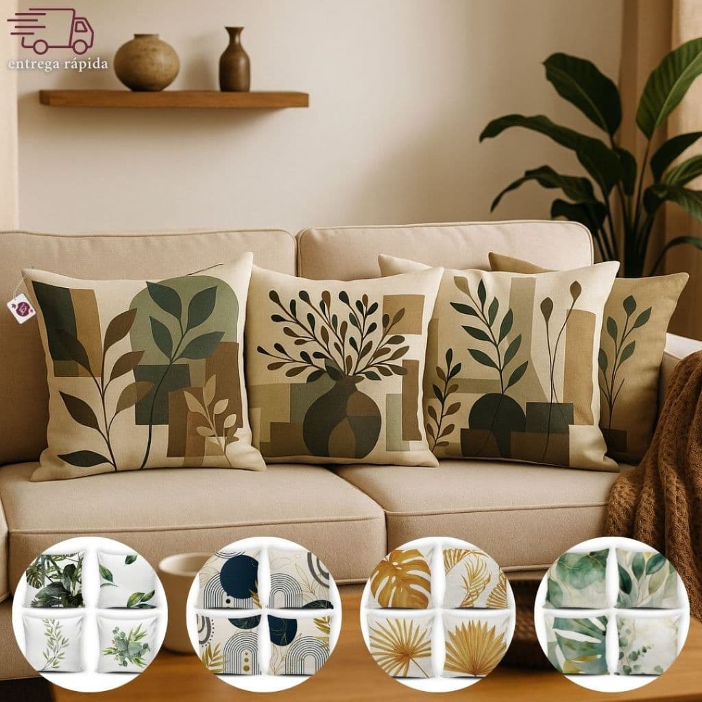 Kit 04 Almofadas Decorativa Estampa Digital Com e Sem Enchimento