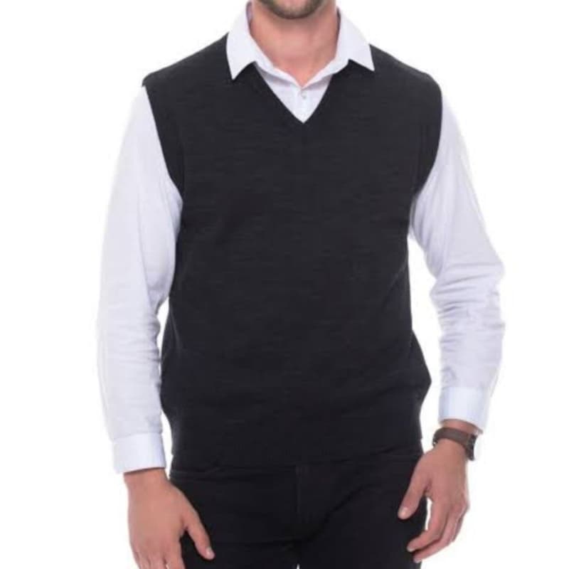 Roupa Colete decote V trico masculino Liso