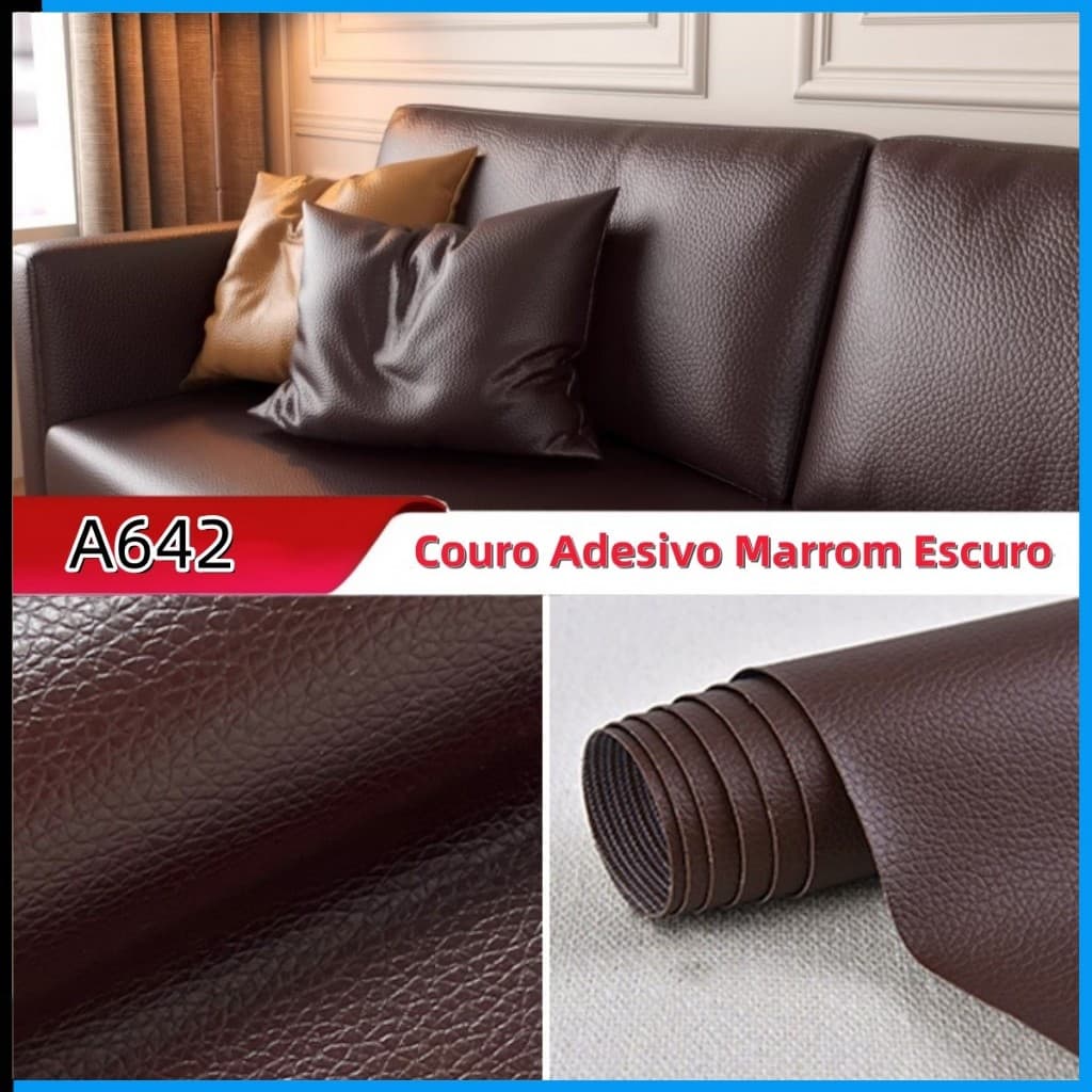 50cmx120cm Marrom Escuro Adesivo Auto-Adesivo de Tecido de Couro Sofá de Reparo de Sofá de Couro