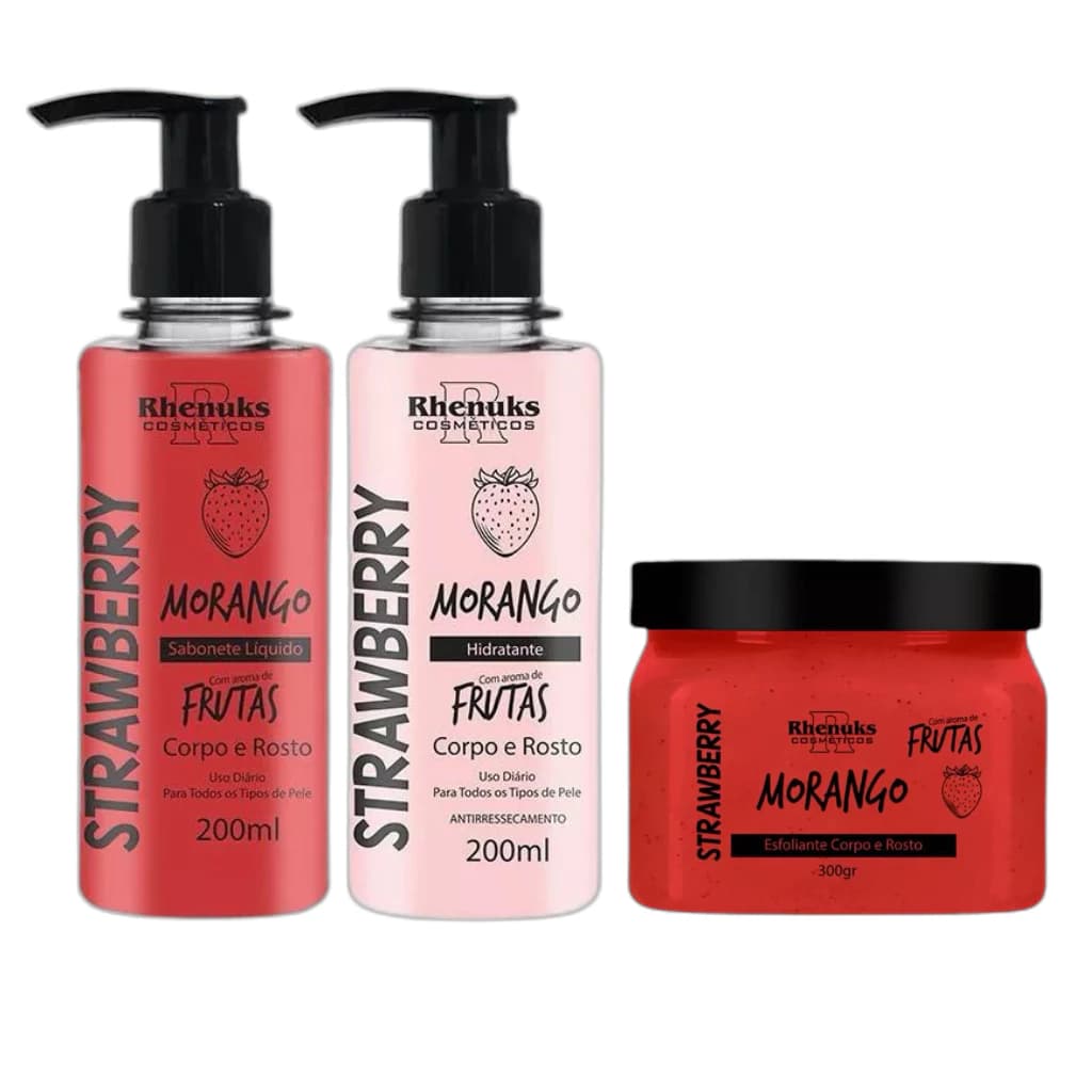 Kit Skincare Completo Corpo e Rosto (Hidratante, Esfoliante, Sabonete) Pele Macia e Saudável