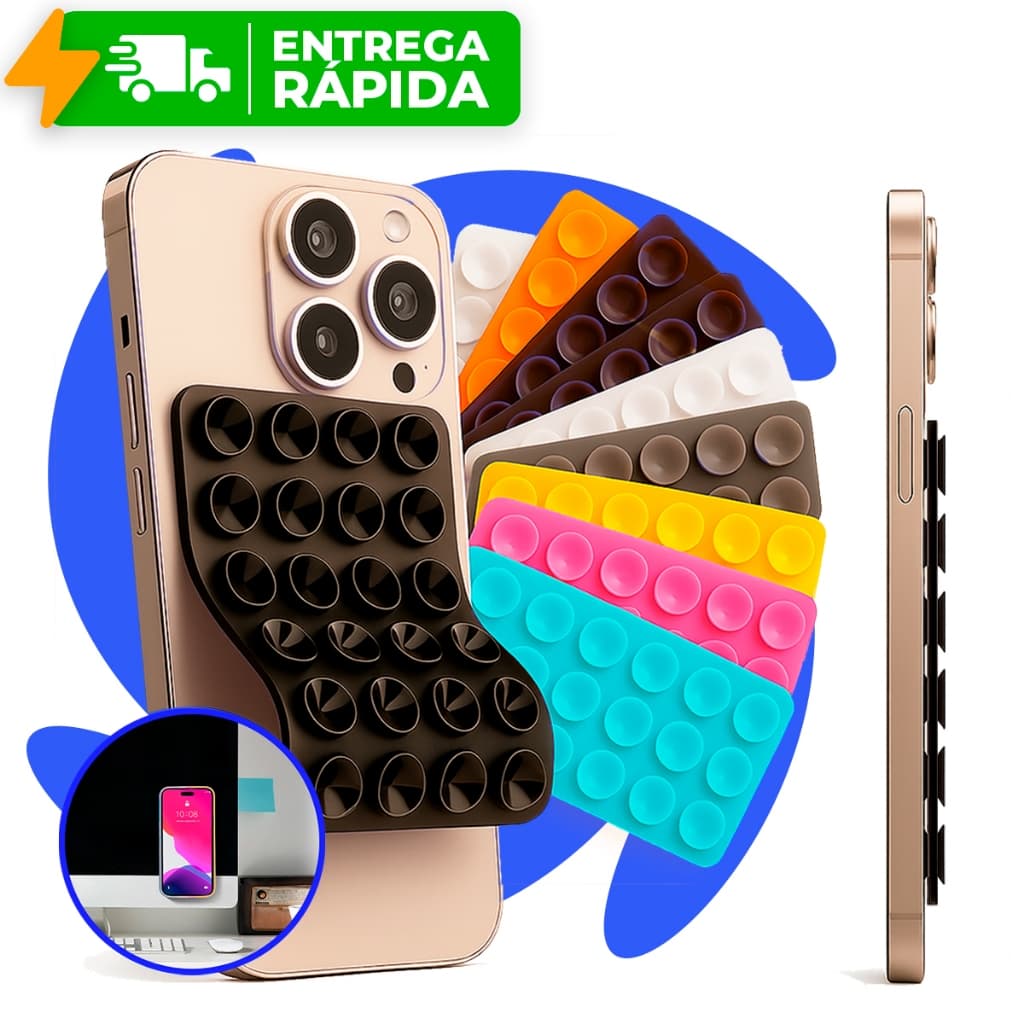 Suporte De Silicone Com Ventosa Para Celular Duplas Ventosas