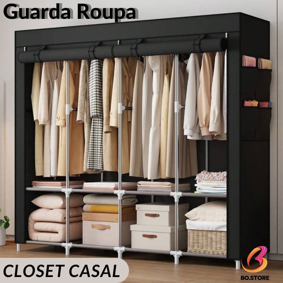 Guarda Roupa Dobrável Armário Organizador Multiuso Roupeiro Cabideiro Sapateira