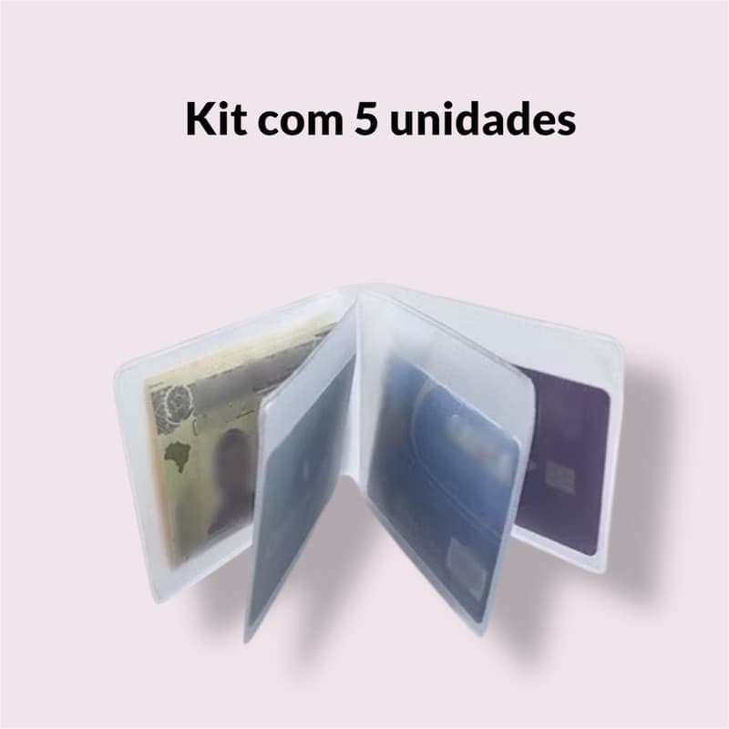 Miolo Plástico para Carteira com 4 Abas – Kit com 5 Unidades