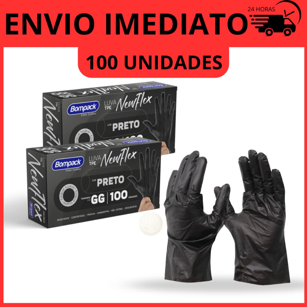 Luvas Descartáveis Viniflex Sem Pó Caixa com 100 Unidades Resistente Pronta Entrega Barbearia Nails Jardinagem