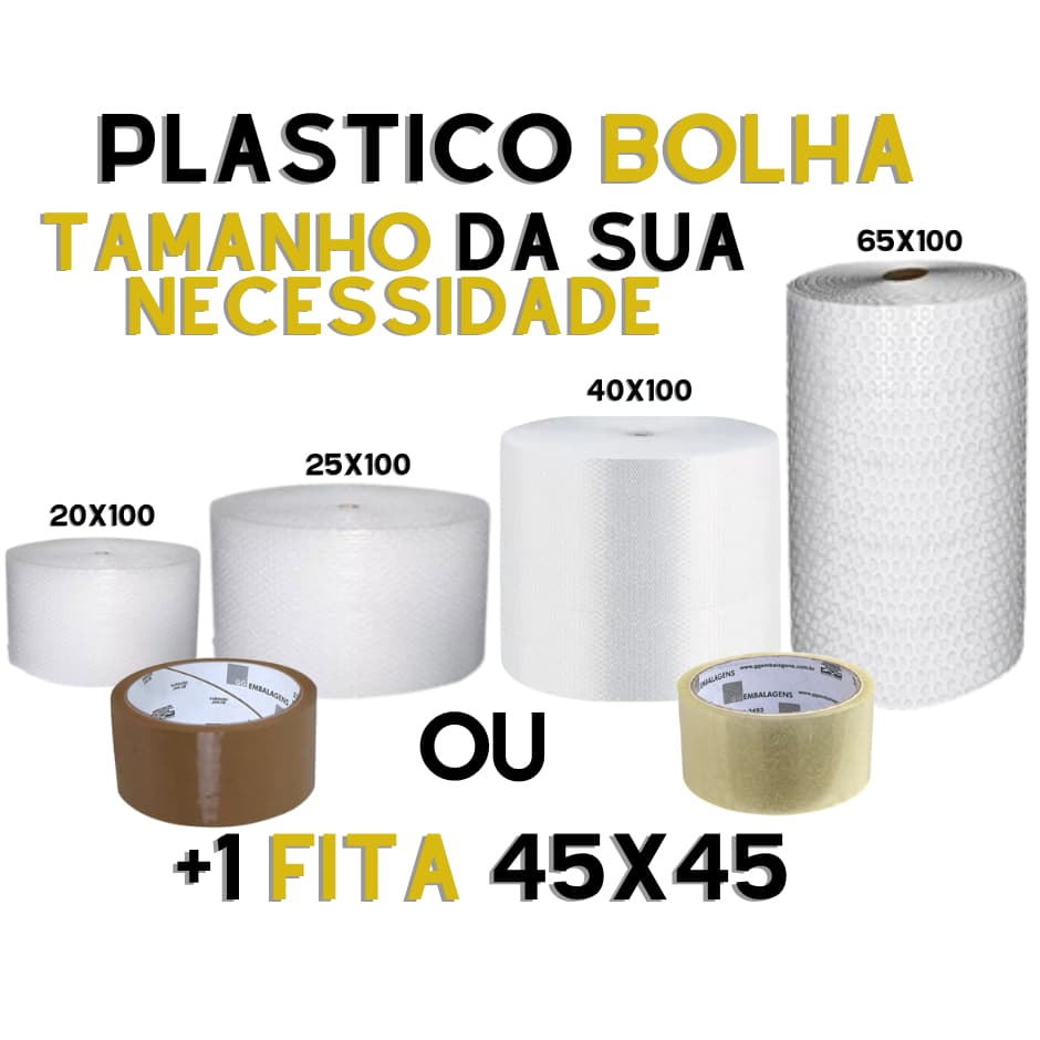 KIT MUDANÇA Plástico Bolha 100M + FITA 45X45 - ENVIO IMEDIATO -Proteção