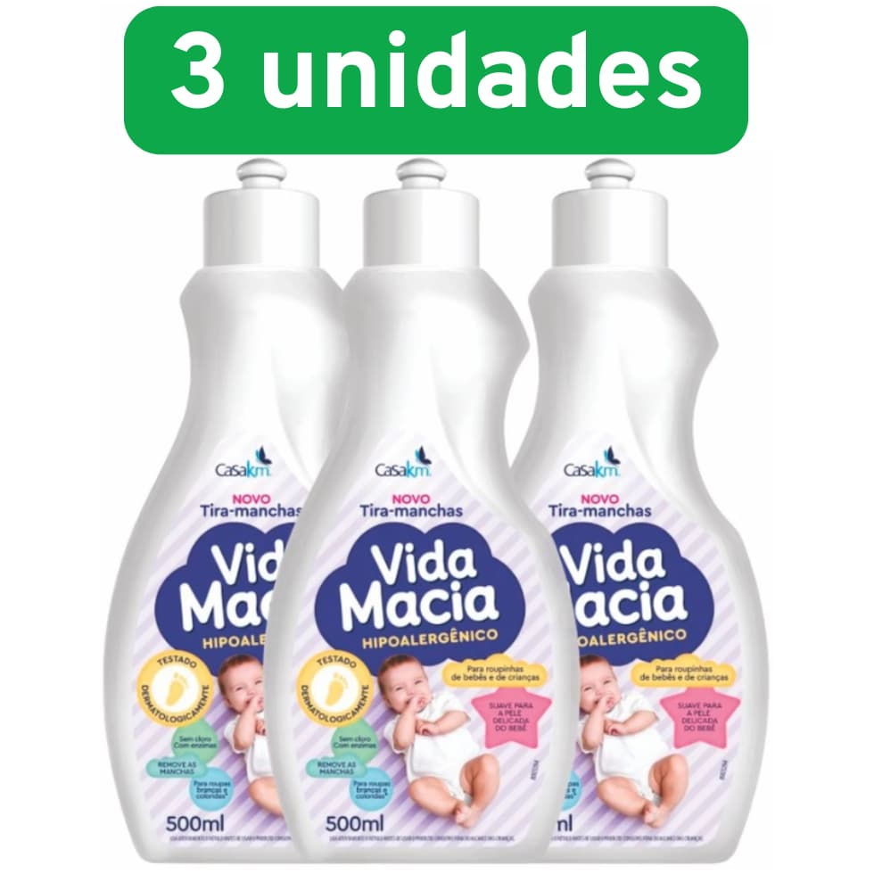 Tira Manchas Vida Macia Hipoalérgico Liquido 500ml Casa km Bebe