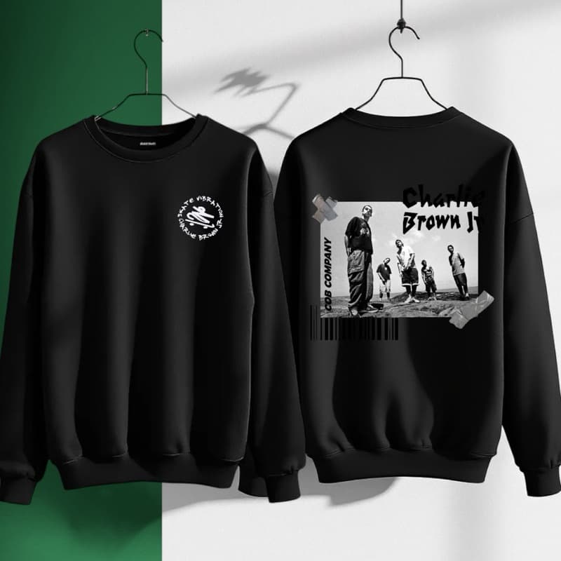 Moletom Gola Redonda Charlie Brown Jr Banda Blusa de Frio Skate Música Nacional Flanelado Inverno Masculino Unissex