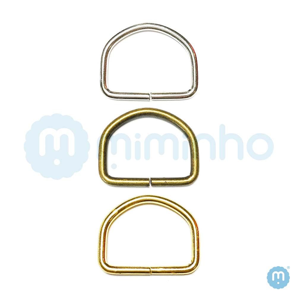 Meia Argola Bolsa 3cm - Médio -  Metal - PACOTES COM 10 e 20 PÇS - Niquelado, Ouro Velho e Ouro Cataforético