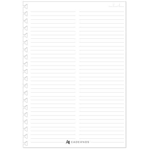 Refil DUAS COLUNAS DE LINHAS PRETAS Reposicionável P/ Caderno AD C/ 50 folhas 90g/m²