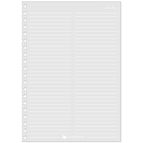 Refil DUAS COLUNAS DE LINHAS BRANCAS Reposicionável P/ Caderno AD C/ 50 folhas 90g/m²