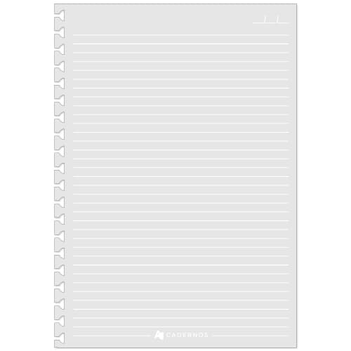 Refil PAUTADO DE LINHAS BRANCAS Reposicionável P/ Caderno AD C/ 50 folhas 90g/m²