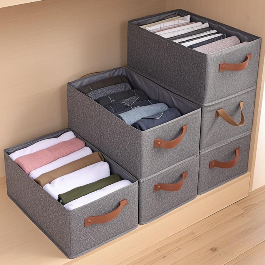 KIT 2/4/6/8 Cesto Organizador de Guarda Roupas Reforçado Caixa para Armazenar Multiuso Rígido