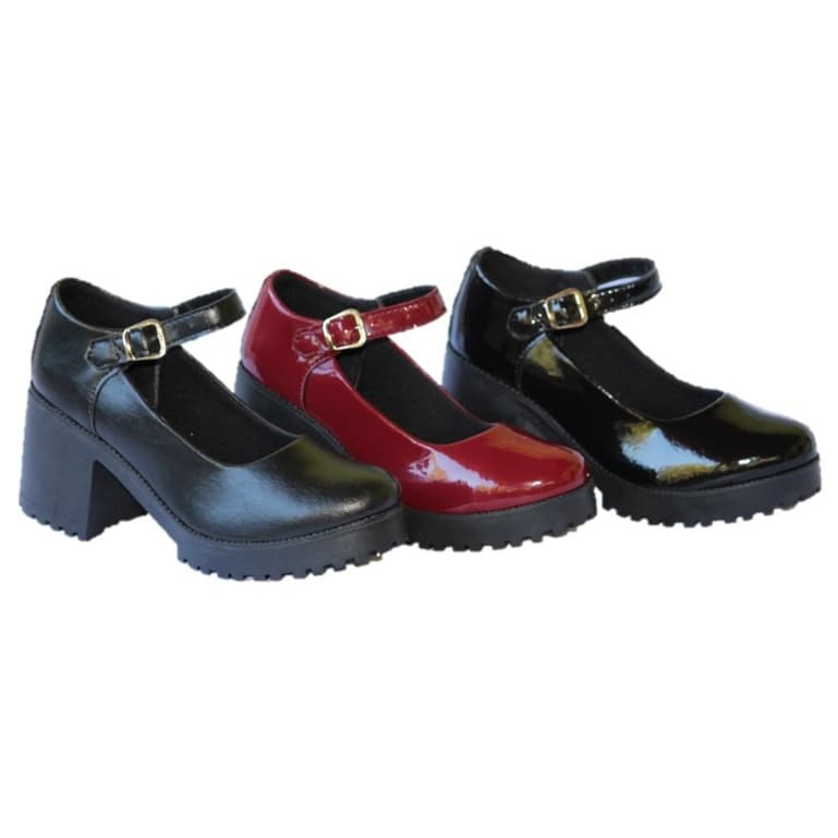 Sapato Mary Jane Feminino Solado Salto Alto com Fivela Ajustável