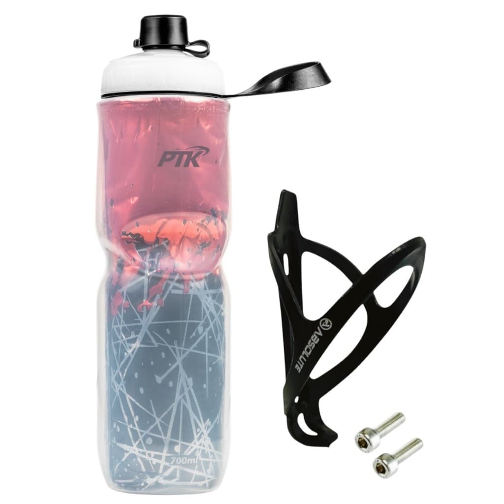 Garrafa Caramanhola termica  Squeeze 700ml para bike + Suporte Absolute com Parafusos
