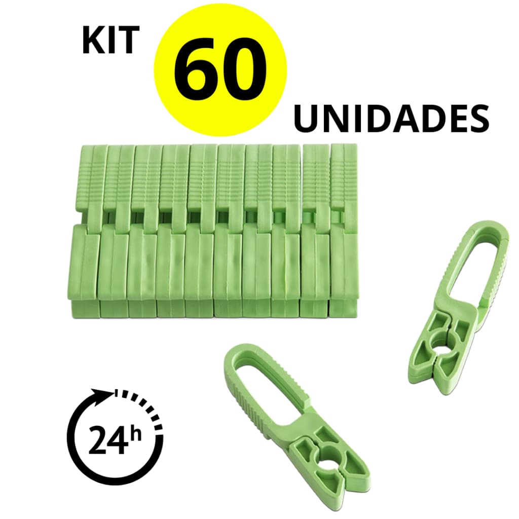 Kit com 60 Prendedores de Roupas Reforçados Cores Sortidas