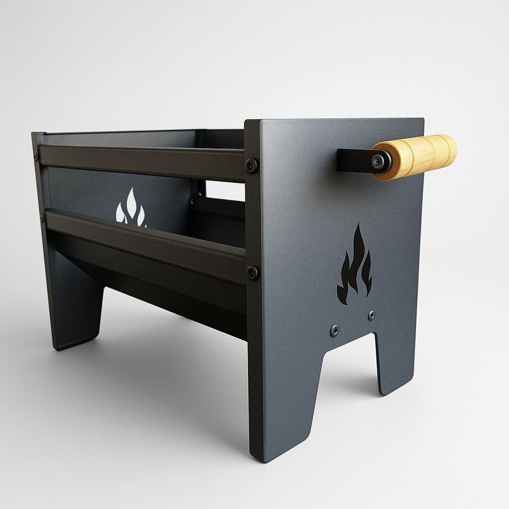 CHURRASQUEIRA GALVANIZADA PEQUENA COM GRELHA PARA APARTAMENTO E CAMPING