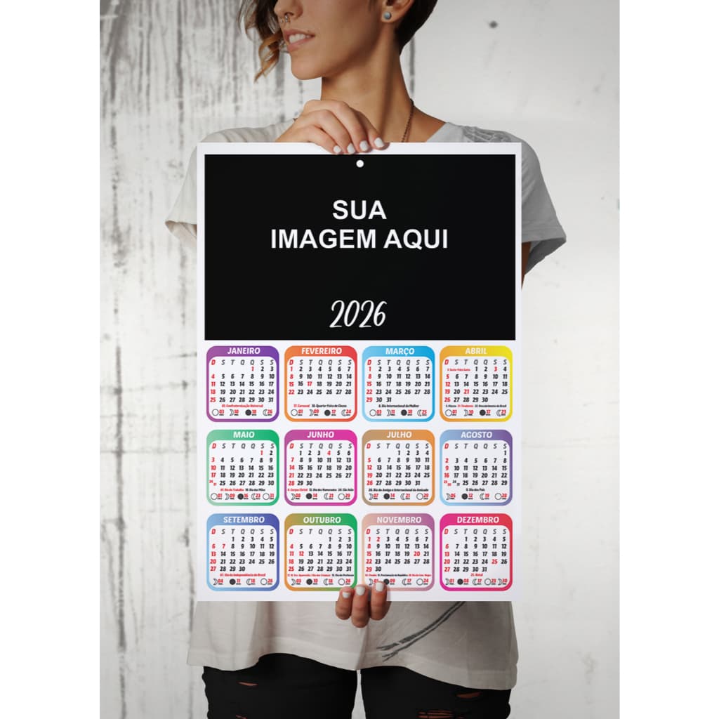 Calendário de Parede Personalizado 2026 A4 21x30cm