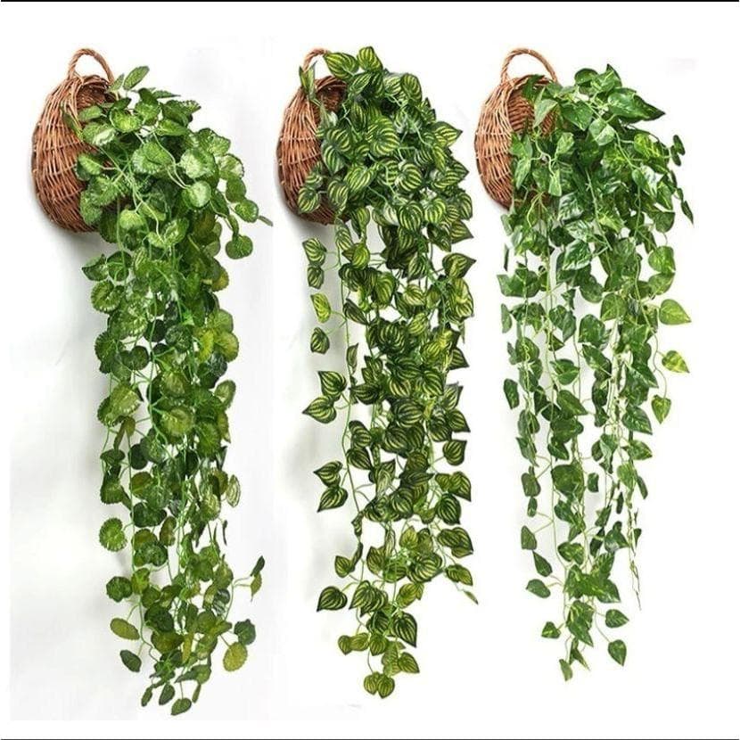 Arranjos Completos 3 Kit Com 6 Pendentes + 3 Vasos Trançado Marrom