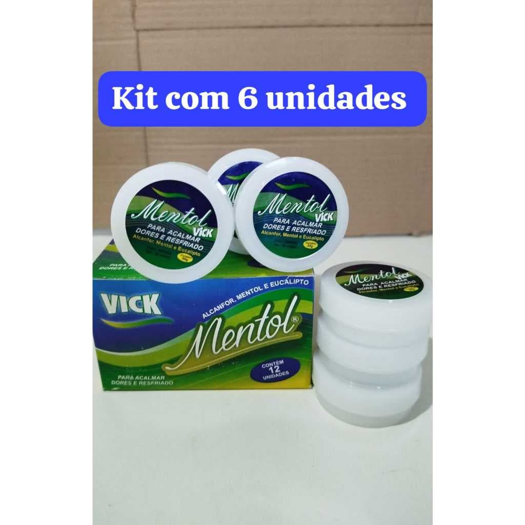 Kit com 6 unidades pomada /creme mentol - dores e resfriado - 30 grs
