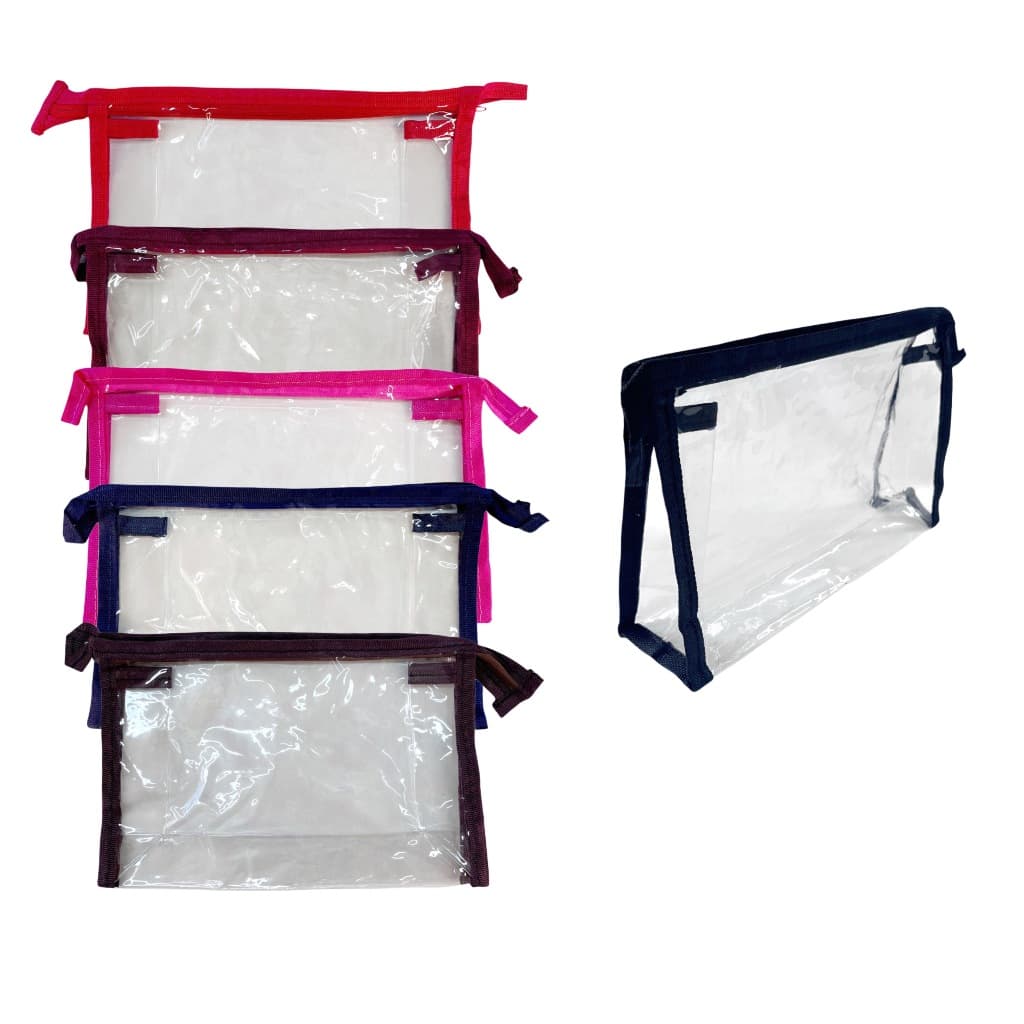 Kit 3 Necessaires Pequenas Transparentes Bolsinha Plástico Com Zíper Viagem Praia Maquiagem