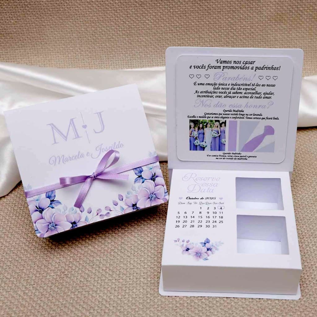 7 Caixa Convite Padrinhos Casamento Matrimonio (R$10,90 cada caixa) madrinha presente casamento