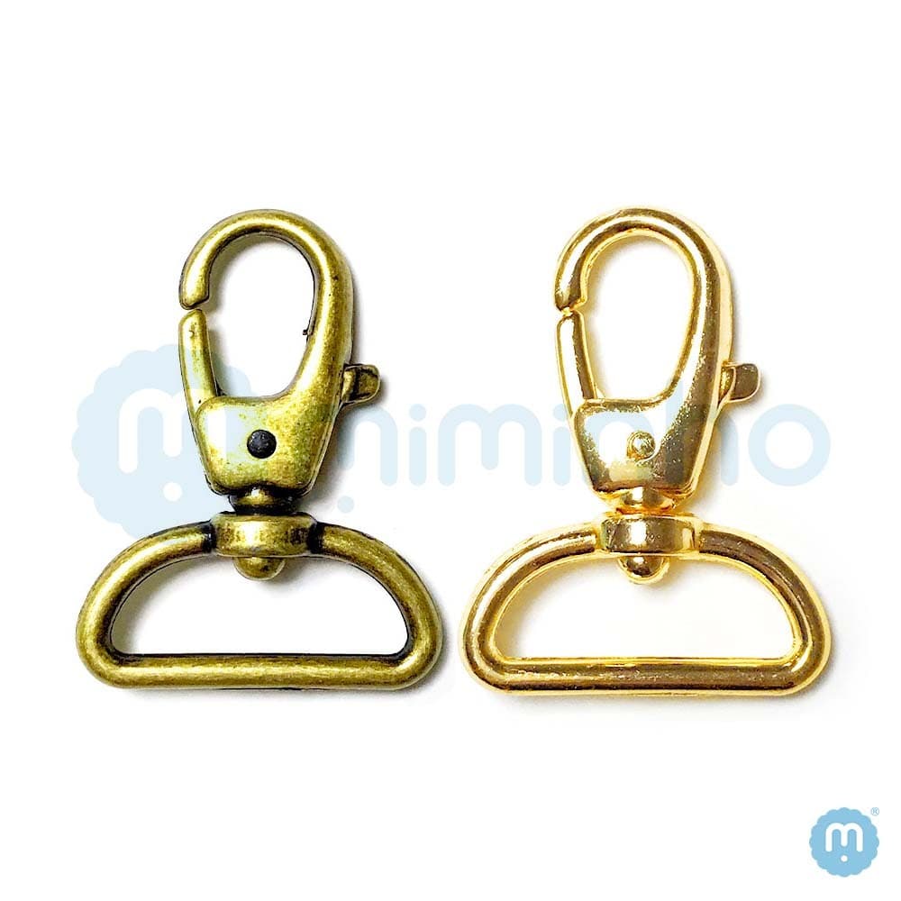 Mosquetão Bolsa 3cm - Metal - PACOTES COM 5 e 10 PÇS - Ouro Velho e Ouro Cataforético