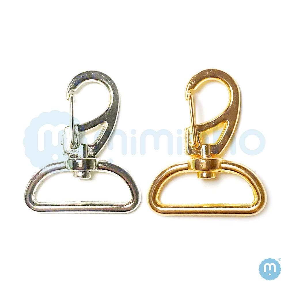 Mosquetão Bolsa 3cm -  Metal - PACOTES COM 5 e 10 PÇS  - Niquelado e Latonado (dourado)