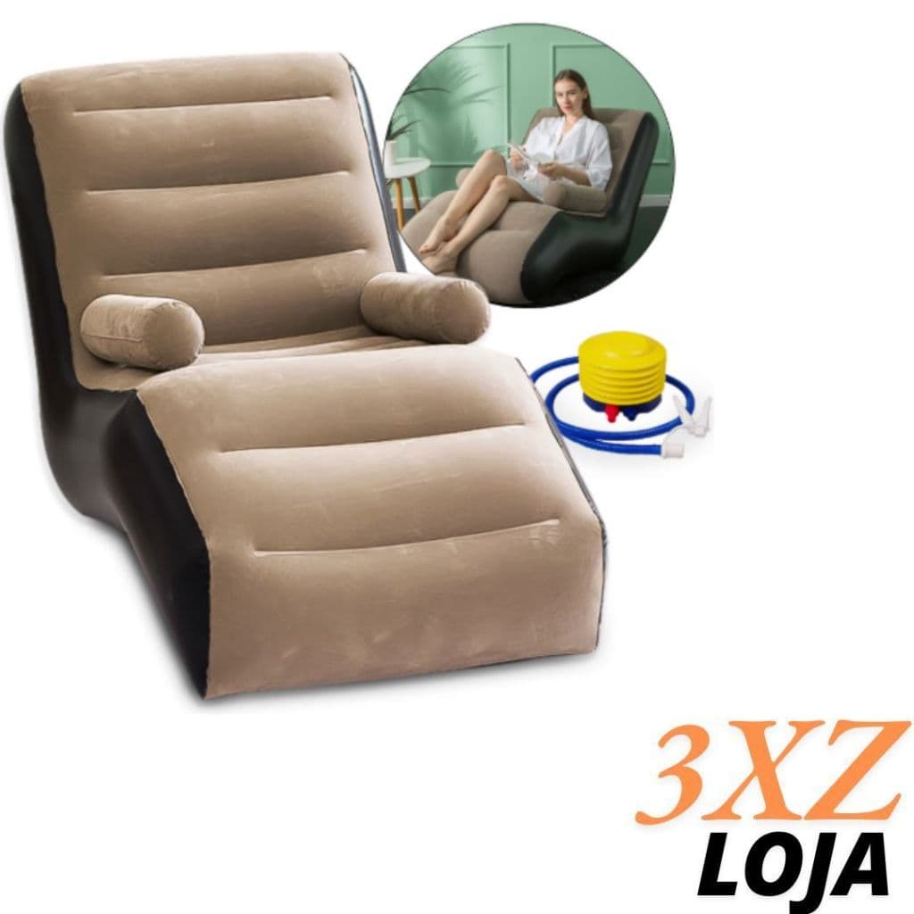 Sofá Inflável Impermeável Camping Puff Confortável Grande com Braço