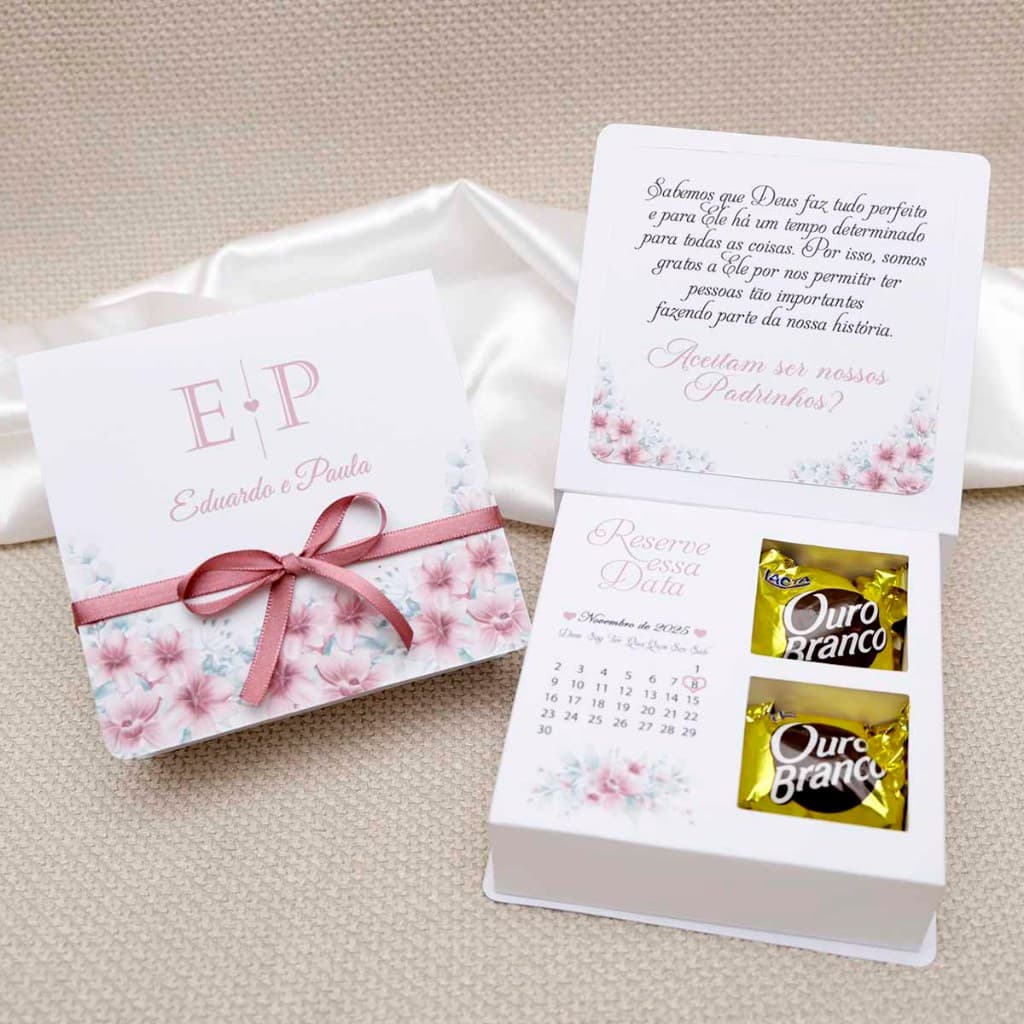 8 Caixa Convite Padrinhos De Casamento (R$10,90 cada caixa).
