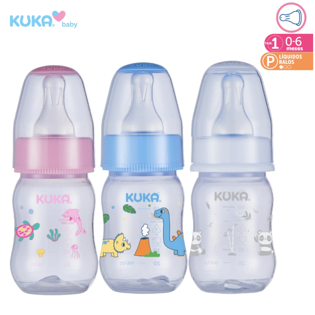 Mamadeira Chuquinha Bico Redondo Válvula Anticolica 70mL Antivazamento Líquidos Ralos 0-6 Meses Kuka