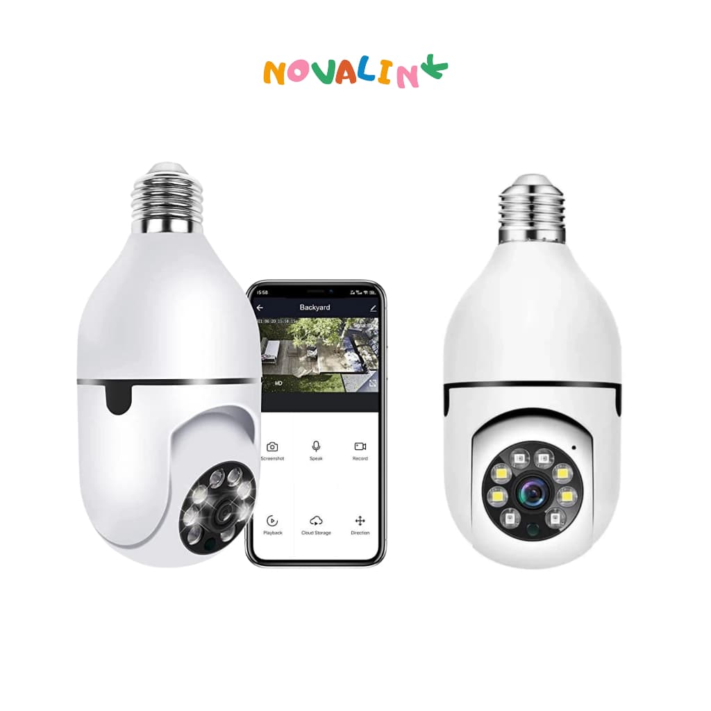 Câmera Segurança Prova D'água Infravermelho Lâmpada Externa 360 Sem Fio