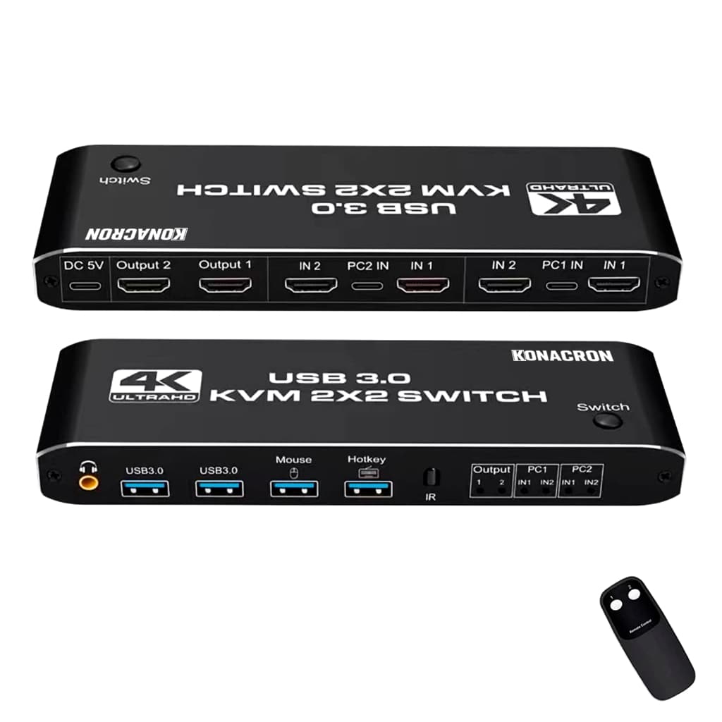Chaveador HDMI KVM 2x2 4K 60Hz 1080p 144Hz para 2 computadores