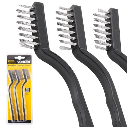 Jogo de escovas manuais em aço inox, com 3 peças - VONDER