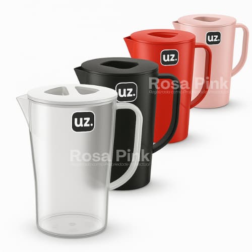 Jarra 2L de Plástico Suco Água Vitamina Resistente Preta Rosa Vermelha Transparente UZ