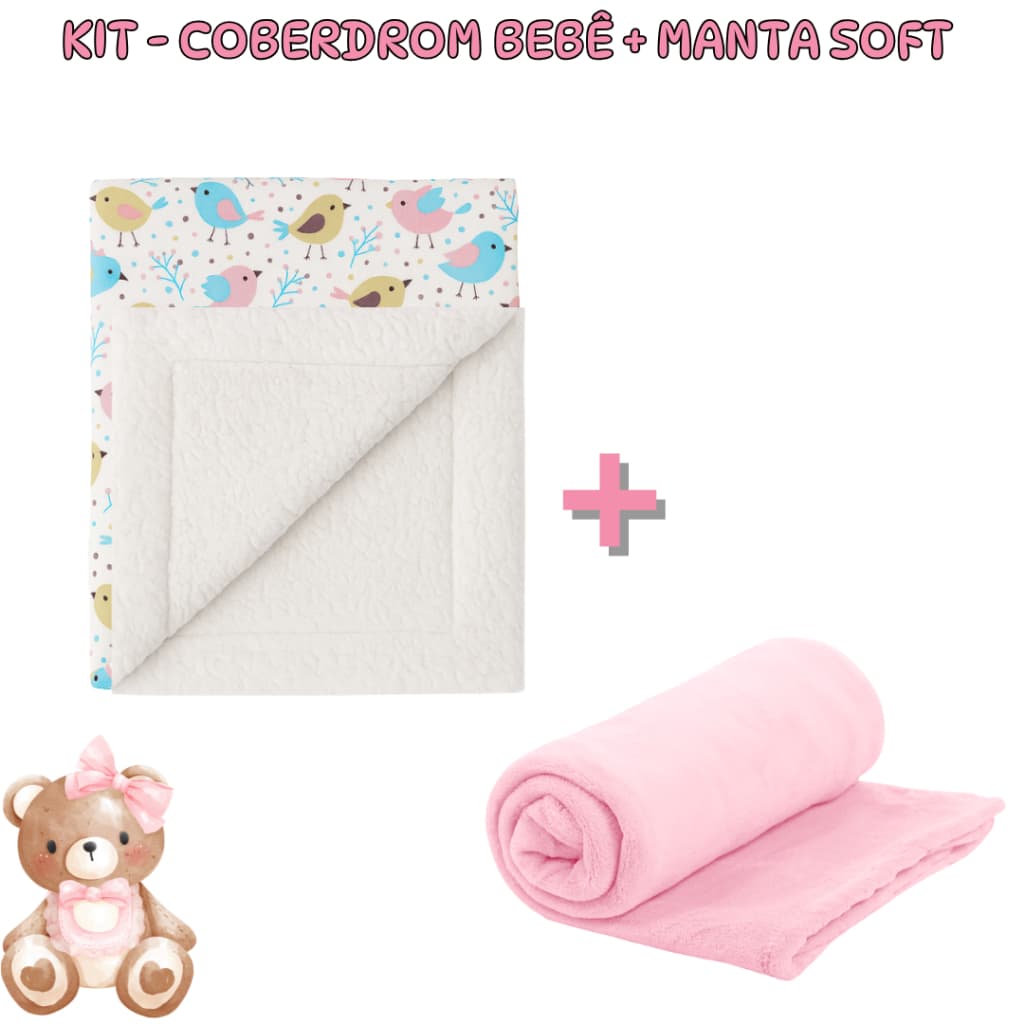 Kit 2 itens bebe - Manta sherpa bebe + Manta Soft Bebe Muitas opcoes Promo