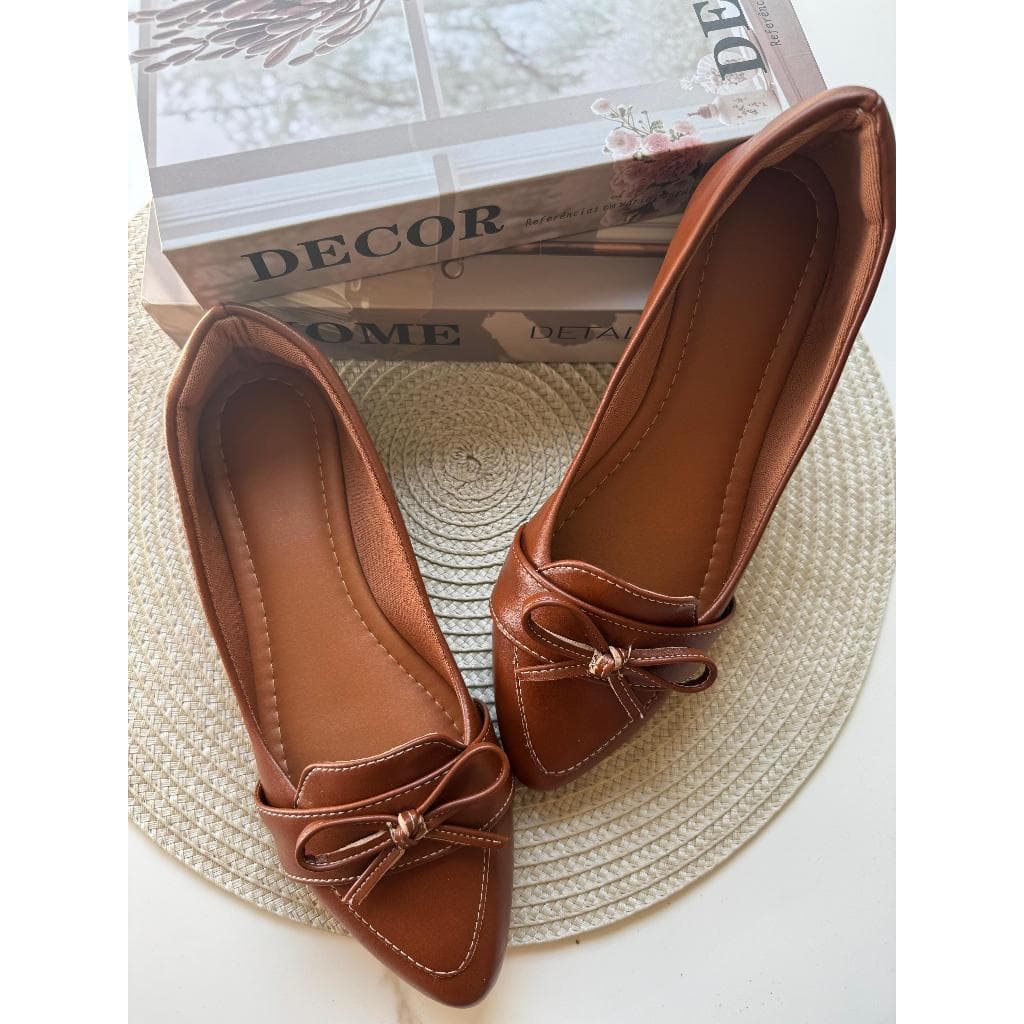 Sapatilha Mocassim Feminino Confortável Bico Fino Marrom Caramelo