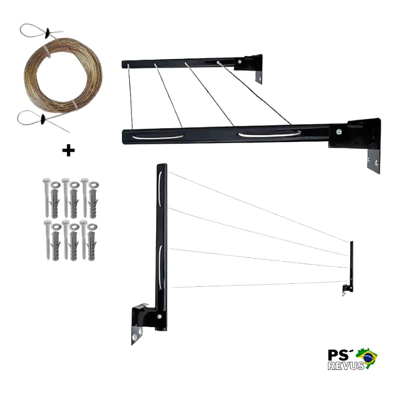 Varal Roupa  Articulável de Parede Até 40Kg Praticidade no dia a dia + KIT INSTALAÇÃO